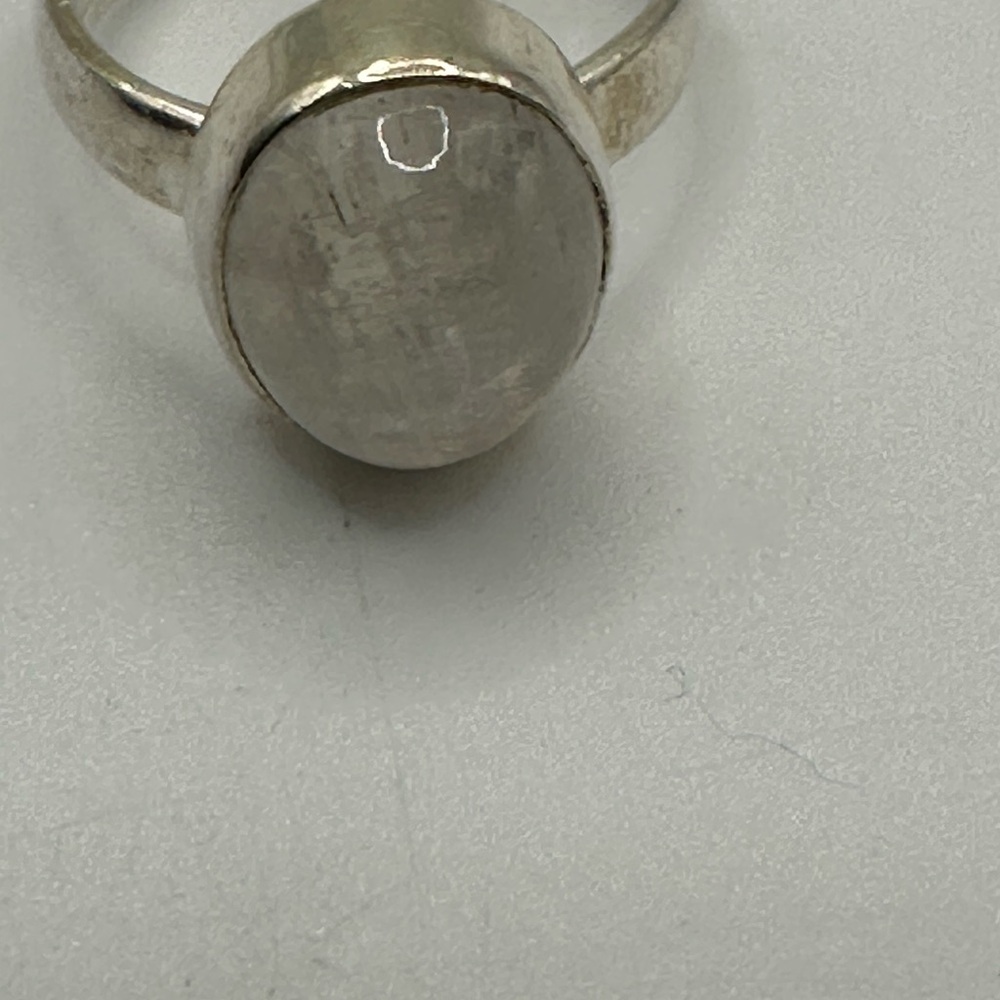 Rainbow Moonstone Translucent Stone Silver Ring - image 2